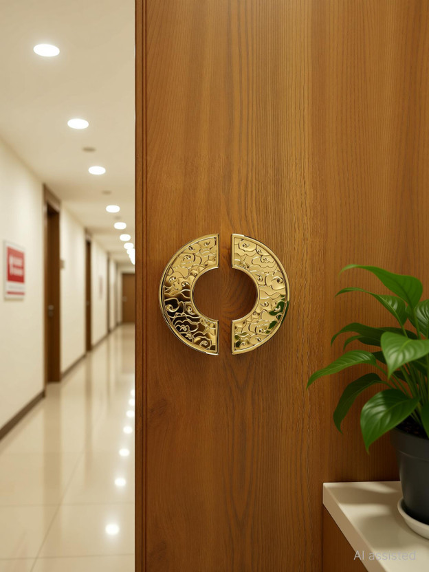 Bzcarts Gold Main Door 6 Inch Handles for All The Doors of Office | Hospital | Temple | Aluminium Door Handle(Gold Pack of 1)