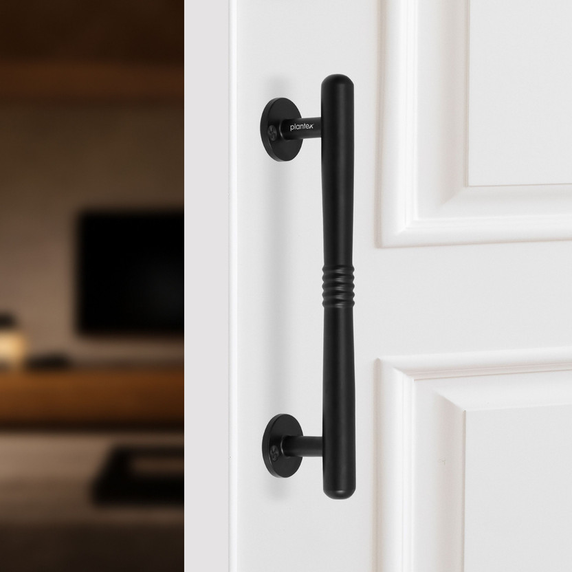 Plantex Door Handle/Main Door Handle/8 Inch Pull-Push Handle - Pack of 1 (Black) Stainless Steel Door Handle(Black Pack of 1)