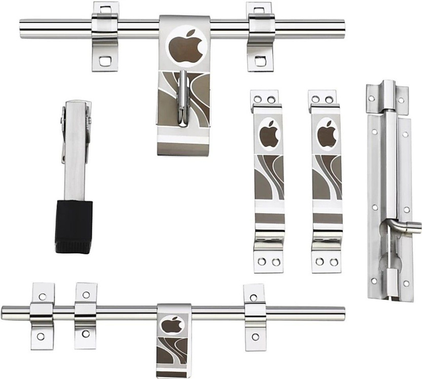 ANALEX Door kit handle,Tow door handle,one Door stopper,(stainless steel) Steel Door Handle(Silver Pack of 1)