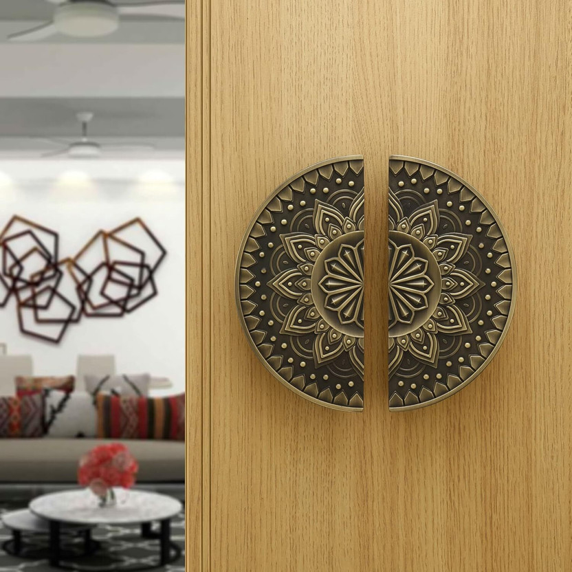 Bzcarts 8 Inch Antique Main Door Handle for All Doors of House|Office|Hotels|Pooja Room Aluminium Door Handle(Brown Pack of 1)