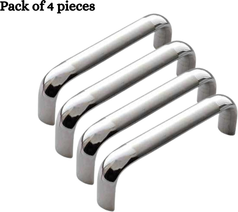 VESPER Premium Silver Stainless Steel Oval D Handle, For Cabinet Fitting 4 inch Stainless Steel Cabinet/Drawer Handle(Silver Pack of 4)