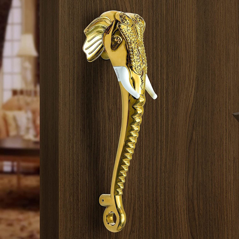 Plantex Plantex Heavy-Duty Elephant-Shaped Door Push Pull Handle for Main Door - 11 Inches Zinc Door Handle(Gold Pack of 1) - Flipkart Deal