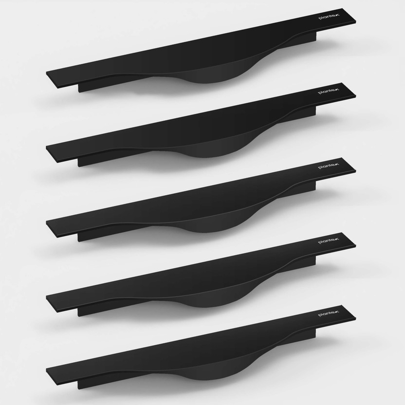 Plantex 8 inch Profile Handle for Kitchen Cabinet /Drawer pull Handle for Home/Office Aluminium Cabinet/Drawer Handle(Black Pack of 5)