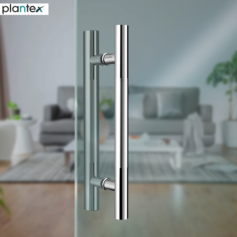 Plantex Handle for Glass Door/Main Door Handle/12 Inch Pull-Push Handle Set of 1-(2 Pcs) Stainless Steel Door Handle(Silver Pack of 1)