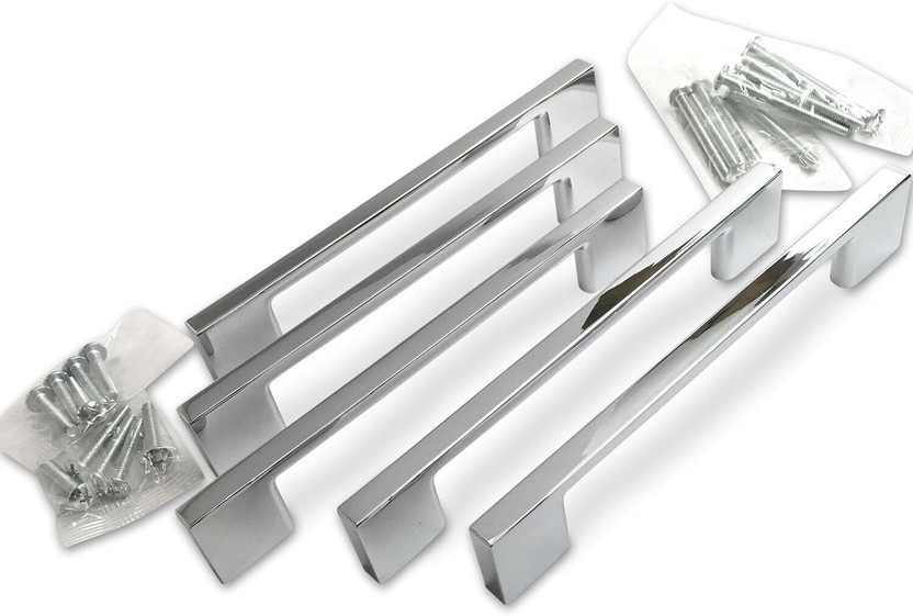 GS Gujarat Modular Kitchen Cabinet Chrome Finsh Handle 6 Inche Pack Of 6 Zinc Cabinet/Drawer Handle(Steel Pack of 1)