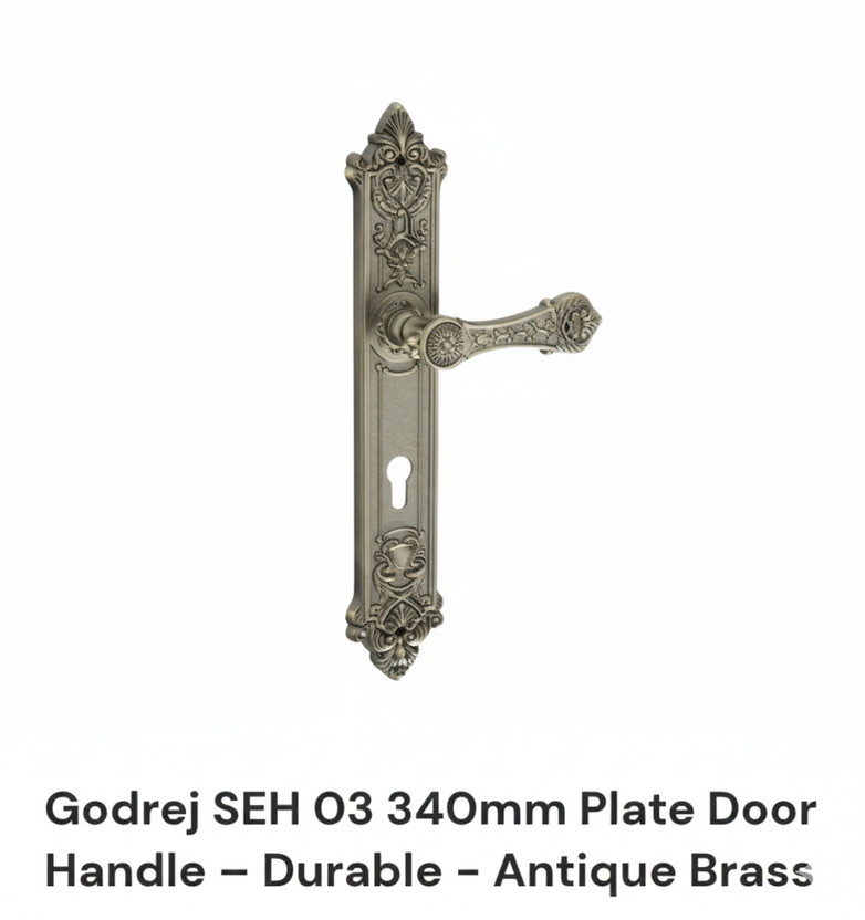 Godrej SEH 03 Handle With Lock Set Antique Brass Door Handle(Gold Pack of 4)