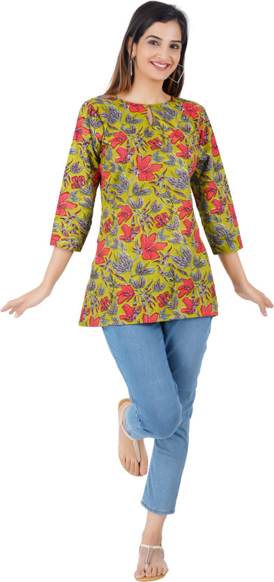 Buy Buy That Trendz Women Floral Print Straight Kurta(Yellow) - Flipkart Deal