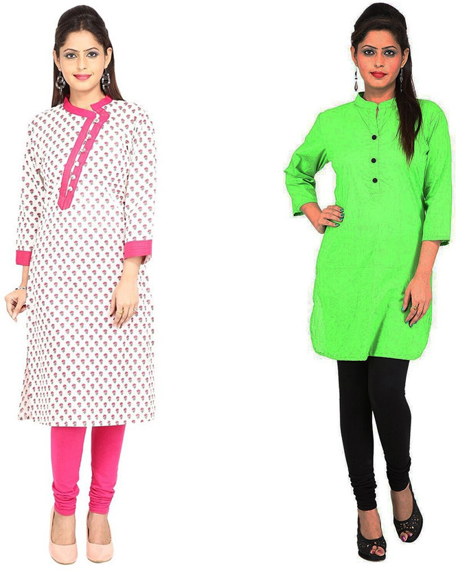 Hrinkar Women Printed Straight Kurta(Multicolor)
