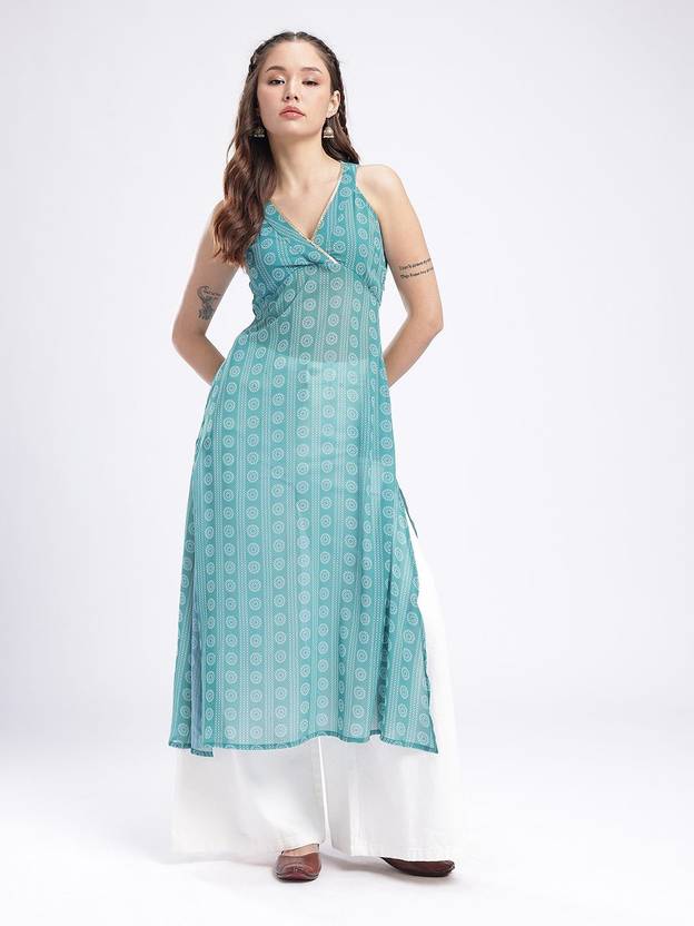 fusion glitchez women printed straight kurta