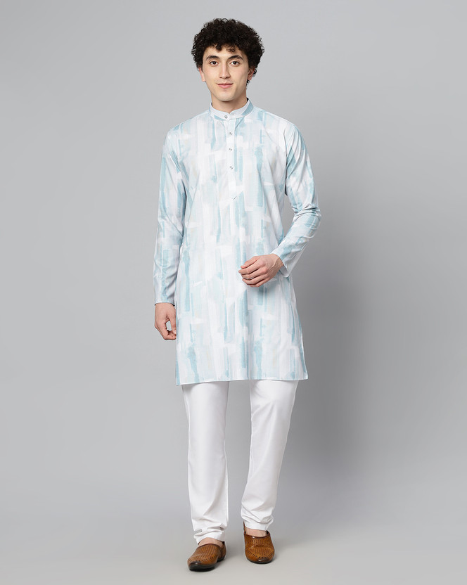 GlobalRang GlobalRang Men Self Design, Abstract, Printed Straight Kurta(Blue) - Flipkart Deal