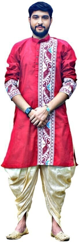 GOURI GOURI COLLECTIONS Men Woven Design Straight Kurta(Maroon) - Flipkart Deal