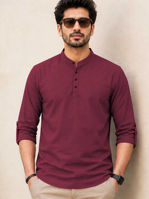 VeBNoR VeBNoR Men Solid Straight Kurta(Maroon) - Flipkart Deal
