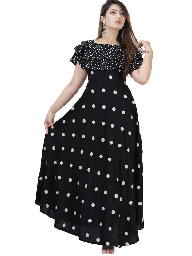 AO AO services Women Printed Flared Kurta(Black) - Flipkart Deal