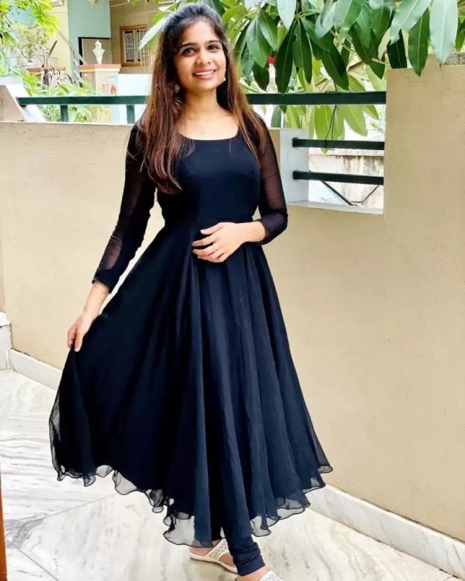 black georgette anarkali kurta