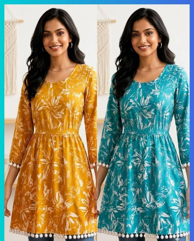 Flipkart G P global Women Floral Print, Printed Flared Kurta(Multicolor) - Flipkart Deal