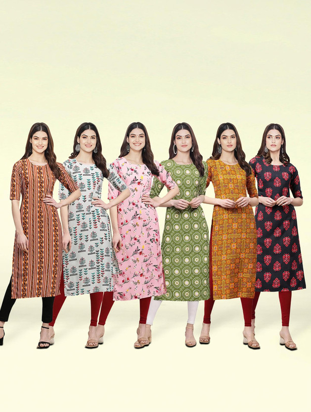 1 Stop Fashion Women Printed Straight Kurta(Multicolor)