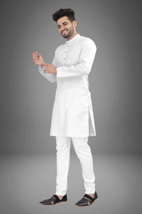 click click n buy Men Solid Straight Kurta(White) - Flipkart Deal
