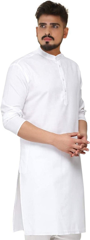 seawind Men Solid Straight Kurta(White)