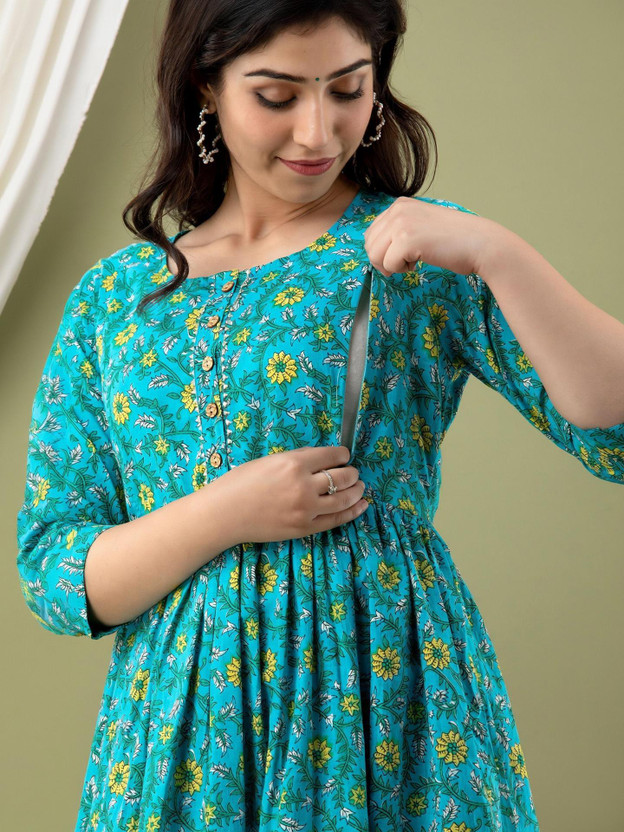 Silakiva Women Printed Anarkali Kurta(Multicolor)