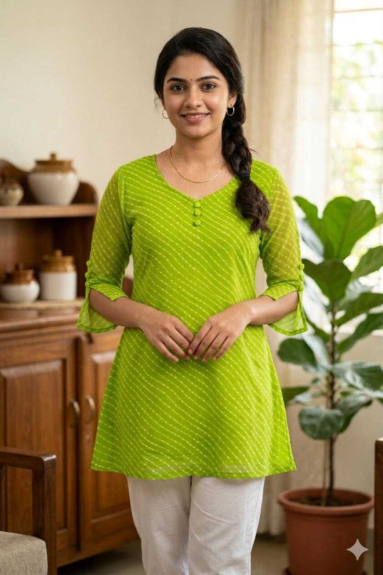 KSAENTERPRISES Casual Striped Women Green Top