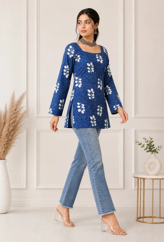 AAC AAC Women Printed, Floral Print A-line Kurta(Blue) - Flipkart Deal