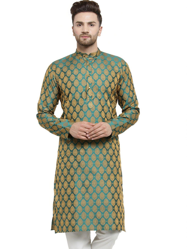 ALMORA Men Woven Design Straight Kurta(Multicolor)