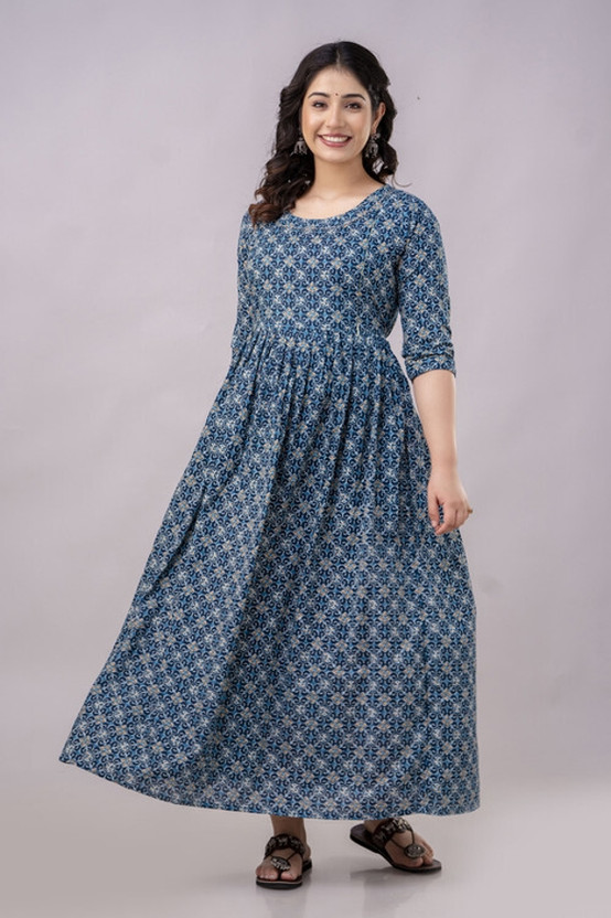 retail store Women Fit and Flare Blue Above Knee/Mid Thigh Length Dress
