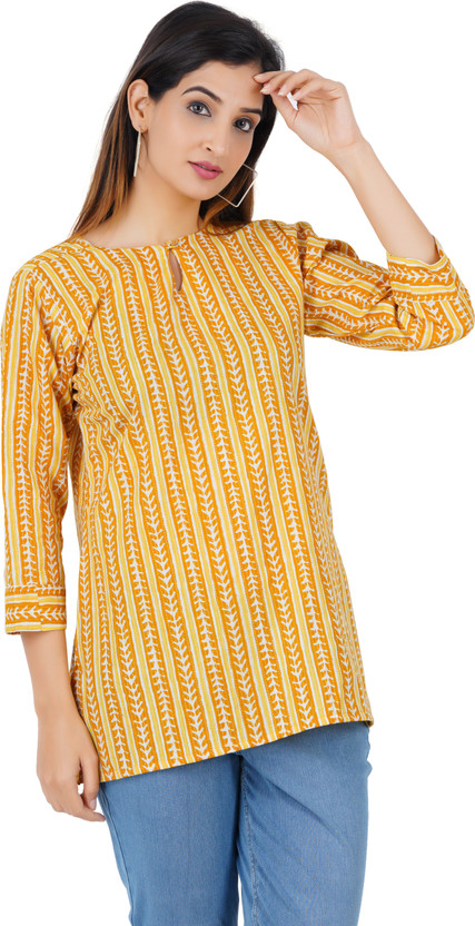Buy Buy That Trendz Women Printed, Striped Straight Kurta(Brown, Yellow, White) - Flipkart Deal
