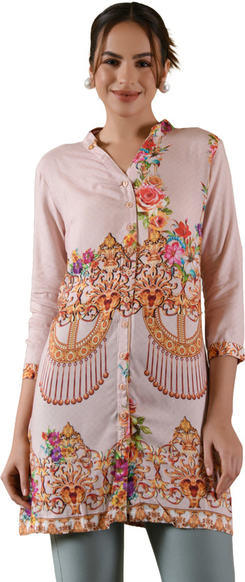 Saraj Saraj Women Floral Print, Printed Straight Kurta(Pink) - Flipkart Deal