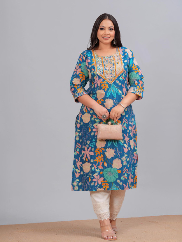 LABULY LABULY Women Embroidered Straight Kurta(Blue) - Flipkart Deal