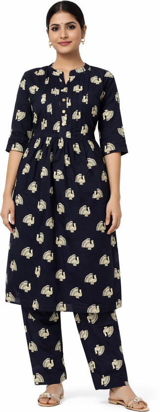 Fixon Fixon Global India Women Printed Flared Kurta(Dark Blue) - Flipkart Deal