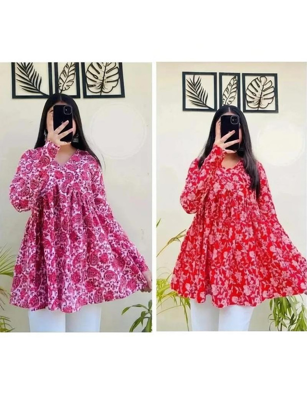 VANKAR Women Printed, Paisley, Floral Print Tunic Kurta(Multicolor)
