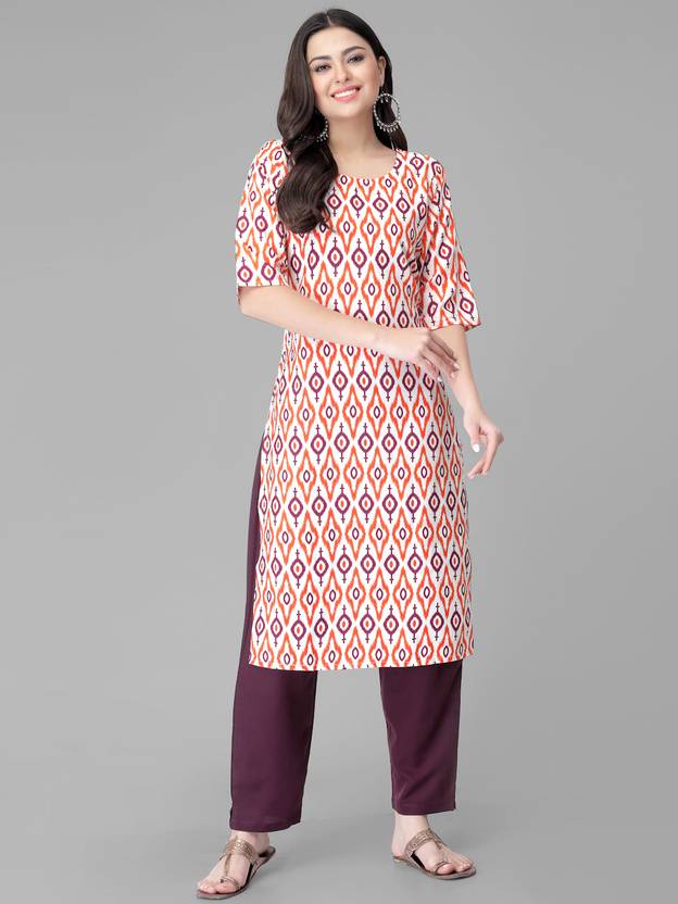 [Sizes ] 1 Stop Fashion Women Printed Crepe Straight Kurta  (Multicolor)