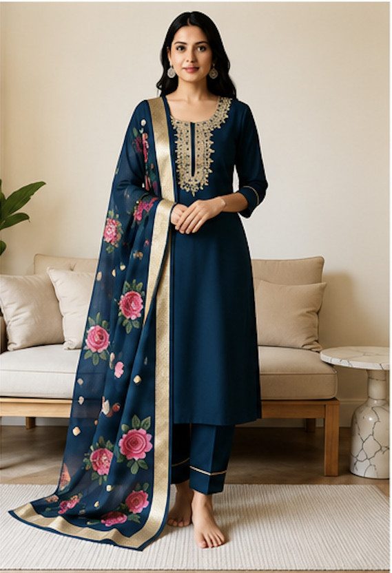 Styluza Styluza Fashion Women Embroidered Flared Kurta(Blue) - Flipkart Deal