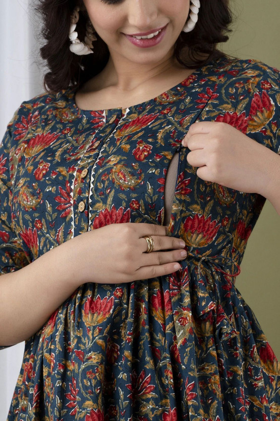 Silakiva Women Printed Anarkali Kurta(Multicolor)