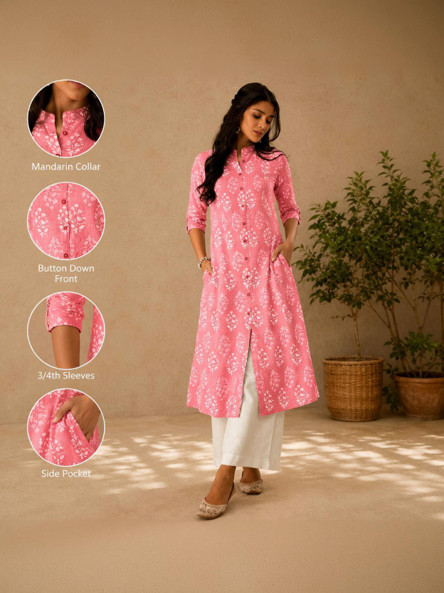IshKart IshKart Global Women Floral Print Straight Kurta(Pink) - Flipkart Deal