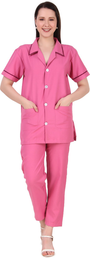 Epicure wears Unisex Uniforms Nurse Doctor Ward Boy Men Women Pant, Shirt Hospital Scrub(Pink XL)