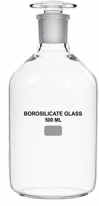 BHAWNA SCIENTIFIC INSTRUMENT REAGENT BOTTLE WITH HOLLOW STOPPERS 500ML Laboratory Dropper Bottle(Borosilicate Glass 500 ml Pack of1)
