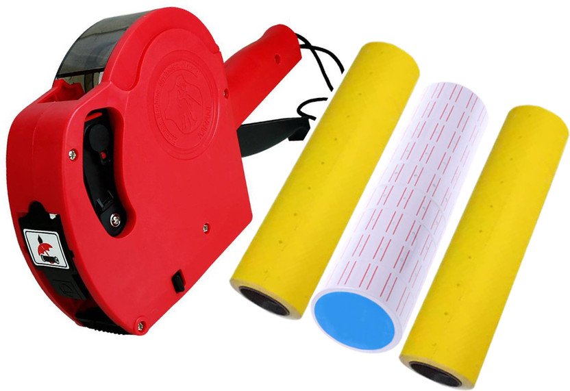 Shaiv MX5500 8 Digit Price Labeller with 20 yellow 10 white Roll 1 Ink Red/Yellow/Blue Label Stamping Machine(Manual)