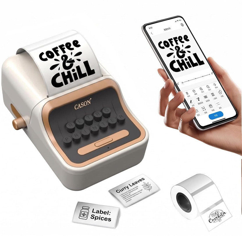 CASON Mini Label Sticker Printer Machine for home and office Label Stamping Machine(Automatic)