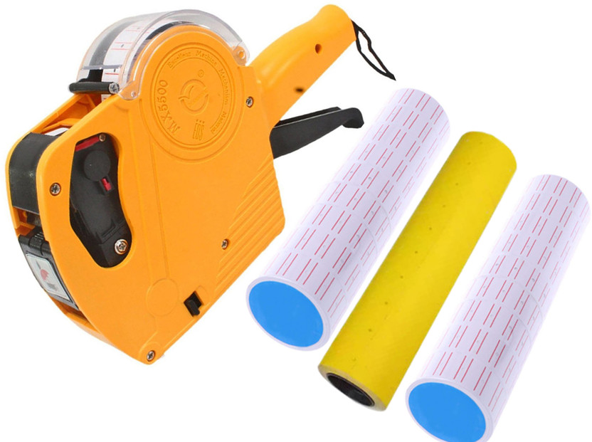 Shaiv MX5500 8 Digit Price Labeller with 10 yellow 20 white Roll 1 Ink Red/Yellow/Blue Label Stamping Machine(Manual)