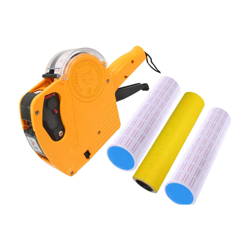 Shaiv MX5500 8 Digit Price Labeller with 10 yellow 20 white Roll 1 Ink Red/Yellow/Blue Label Stamping Machine(Manual)