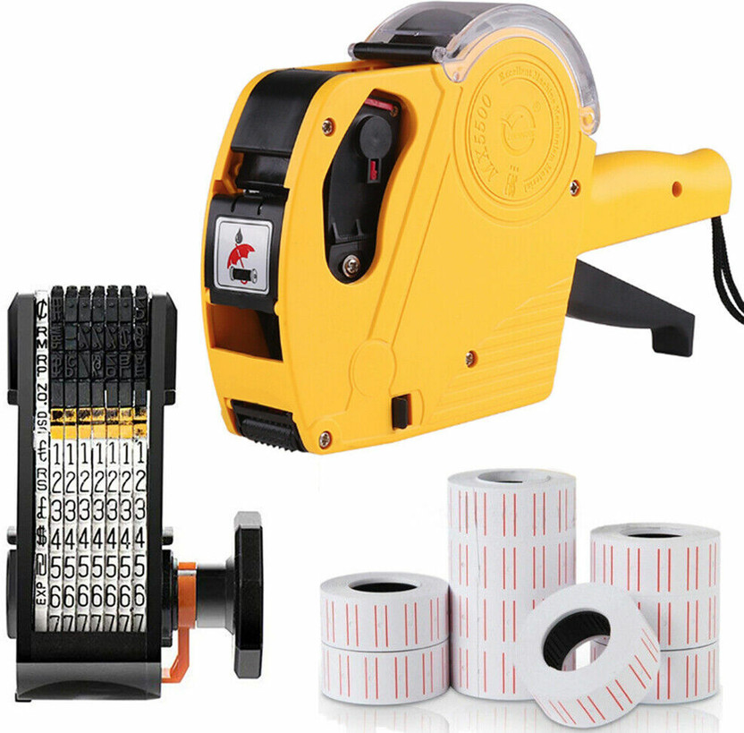 dinojames Price Labeller Printing Rate Printer Label Gun 8 Digits with 5pc paper Rolls Label Stamping Machine(Automatic)