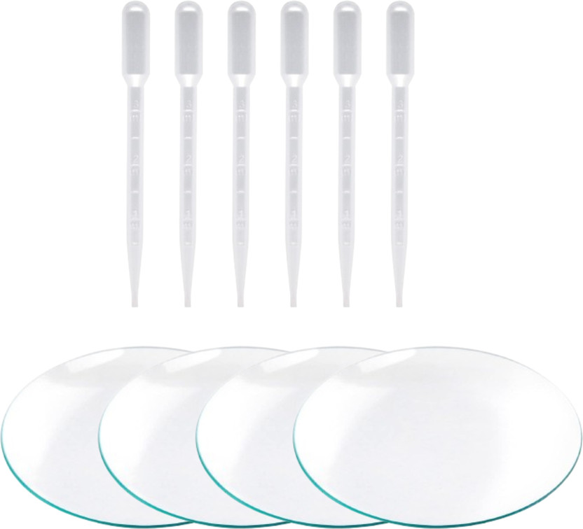 LABXPORT Watch Glass 50mm & 3ml Plastic Dropper for beakers Covering lab ink filler Use Laboratory Watch Glass(2 mm)