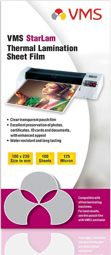 VMS Starlam Thermal Lamination Pouch 100mmx230mm 125 Micron ID Badge Laminating Sheet(4.92 mil Pack of 1)