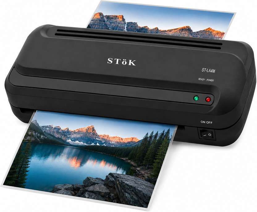 Stok ST-LA4M Fully Automatic / A4 Laminator with Jam Release Button | Supports Hot & Cold Lamination Machine. Compact Size Lamination/Laminating Machine Ideal for Students Project Work,Photos, I-Card,PAN Card/Aadhar Card -Black (1 Year Offsite Warranty) 9 inch Lamination Machine