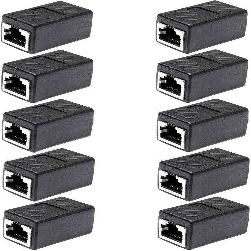 zonery PACK OF 10 lan cable jointer, RJ45 Coupler Plug LAN 8p8c Cable Joiner Lan