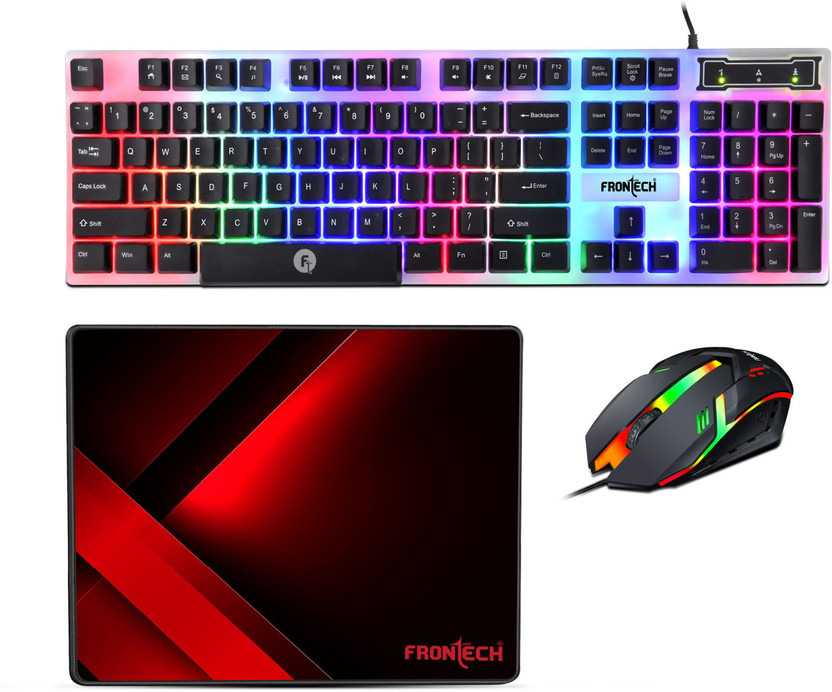 Frontech Neo Ranger 3-in-1 Gaming Combo –RGB LED Keyboard, 1200 DPI Mouse & Mouse Pad Combo Set(Multicolor)