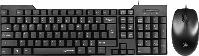 PRODOT High Performance Wired Combo 247s Keyboard & 185 Mouse Combo Set(Black, Multicolor)