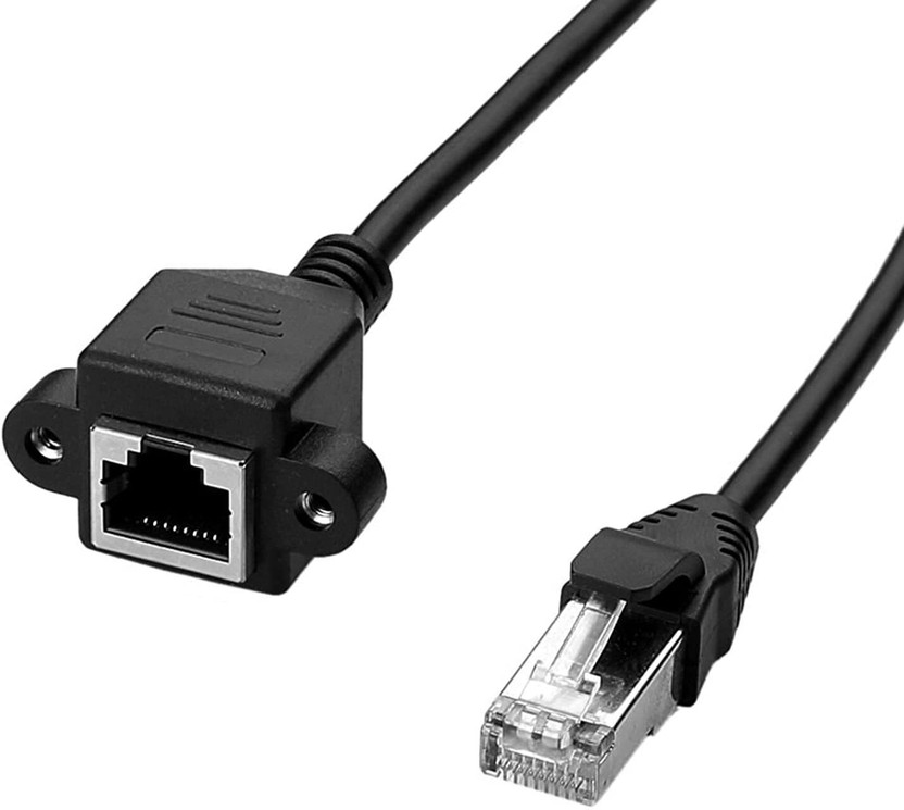 fdealz fdealz 30CM RJ45 Male to Female Extension Cable with Screw Panel Mount Extension Cable Combo Set(Black) - Flipkart Deal